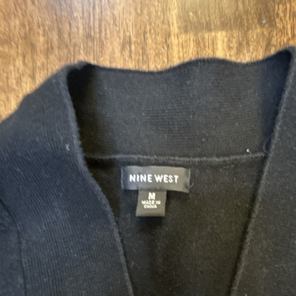 Vintage Nine West Black Knit Cardigan Sweater Women's Size M Regular Solid - Picture 4 of 7